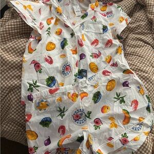 J. Crew Factory White Pajama Set with Colorful Fruit Print